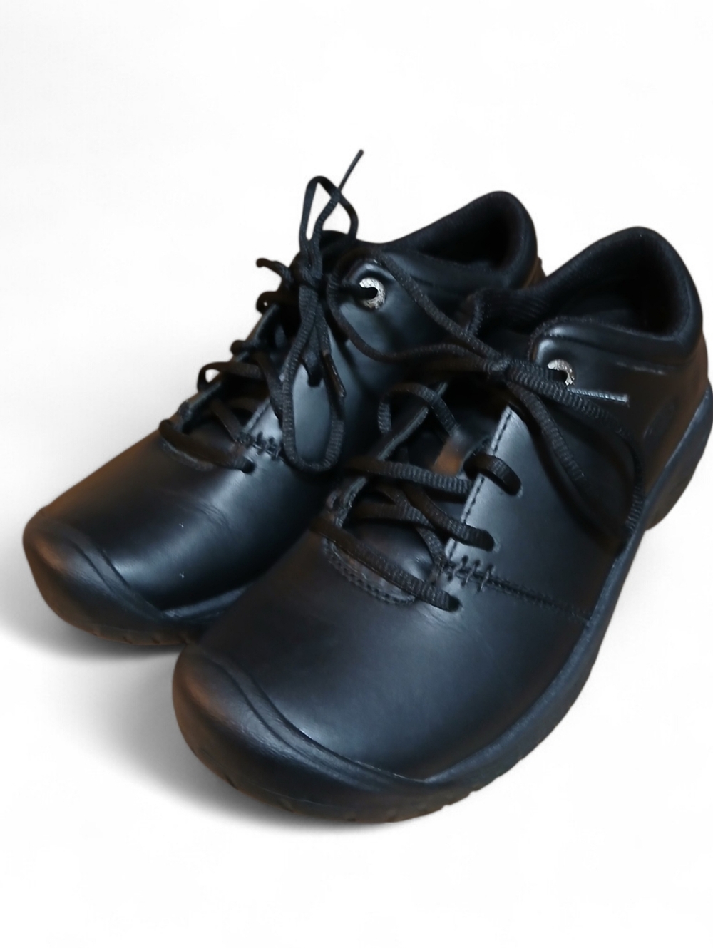EUC Keen Black Women's Size 7 Slip And Oil Resistant Leather Lace-Up Oxford - Picture 2 of 10